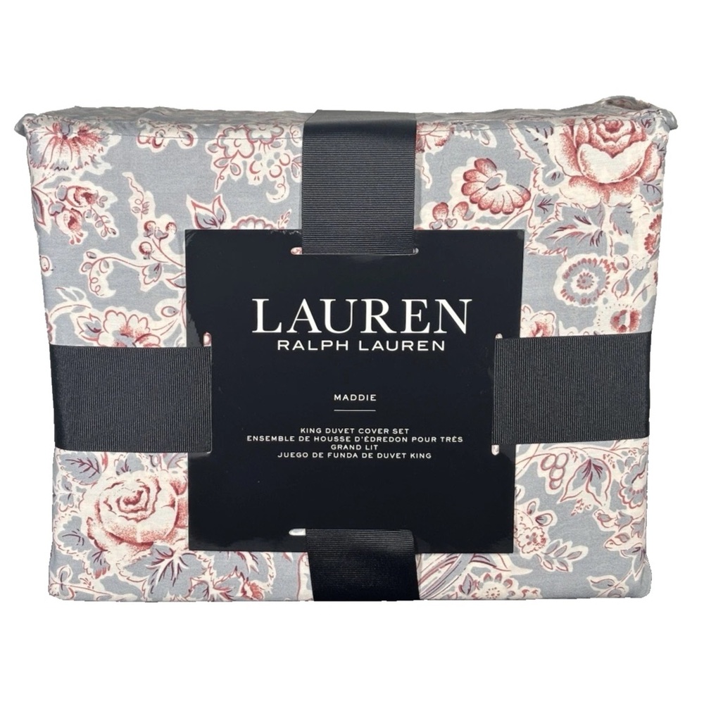 Lauren Ralph Lauren Maddie Floral KING Duvet Cover Set Blue Multi 100% Cotton